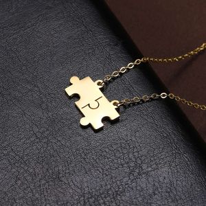 Stainless Steel Necklace For Women Lovers Gold Color Fashion Puzzle Pendant Necklaces Jewelry Couple Birthday Gifts