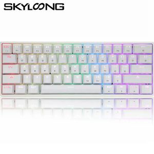 Skyloong GK61 61 Tuşlar Oyun Mekanik Klavye USB Kablolu RGB Back Litth Gamer Masaüstü Tablet Dizüstü Bilgisayar SK61 240514 için Mekanik Klavyeler