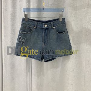 Джинсовые шорты для женщин голубые короткие джинсы сексуальные шорты с низкой талией Письмо вышивать