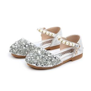Летние девочки ботинки Bead Mary Janes Flats Fling Princess Shouse обувь детская танце