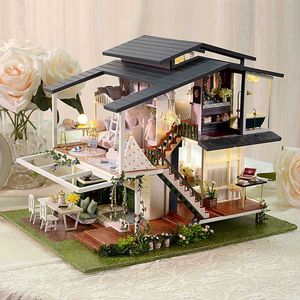 Архитектура/DIY House Big House DIY DOWLOUSE KIT Комплект Miniature Doll House мебель вилла сад деревянные игрушки для детей HBPB