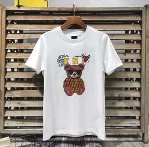 Vår/sommar mode trend varumärke rund hals kort hylsa t-shirt ny björn med brev tryckning hantverk casual mäns och kvinnors t-shirts
