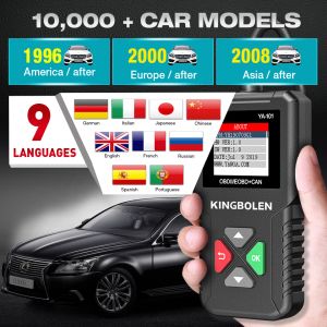 KINGBOLEN YA101 Full OBD2 Functions EOBD Scanner Car Diagnostic Tool Code Reader for 12V Automotive Check Engine Free Update