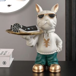 Butler Statue Bulldog Decor Decor Decin Dog Dog Sculpture Animal Table Decor Nordic Dom Home Decor Live Room Rzeźba Darów Doradza 240518