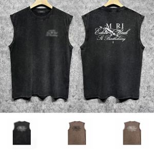 Summer Cotton Designer Mens Tank Tops 24SS Ny stil Trendiga varumärke andningsbara ärmlösa T-skjortor ZJBAM103 Sketch Aircraft Alphabet Print för att göra Old Vest Size S-XXL