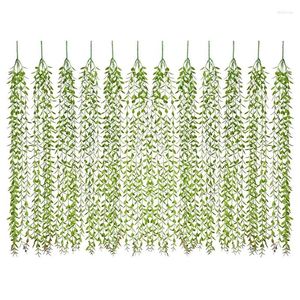 Decorative Flowers 12Pcs Artificial Vines Fake Greenery Garland Willow Leaves With Total 60 Stems Hanging For Wedding Party Backdrop Wall