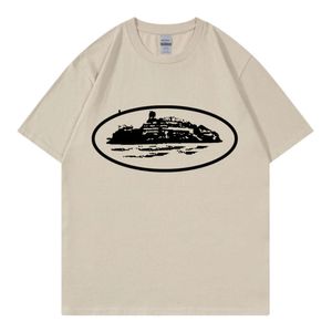 トレンディな悪魔の島印刷された半袖のメンズハイストリートトレンディヒップホップカジュアルルーズTシャツINS