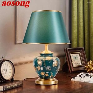 Bordslampor Aosong Modern Green Ceramics Lamp Led Creative Dimning Desk Light Fashion Decor för hemma vardagsrum sovrum