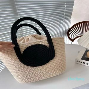 Designer bag Straw bag beach Fashion Mesh Hollow Woven for Summer Straw Black apricot summer woven Vacation Large capacity shopping