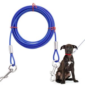 3m 5 mm ståltråd husdjur kopplar för söta hundar 3 färger Anti-bett binds ut kabel utomhus blygrem hund dubbel koppel för stor hund