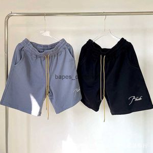 Rhude Embroidered Drawstring Shorts Summer High Street Fashion Loose Casual Mens and Womens American Sports Capris