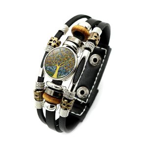 16colors halloween gothic science fiction hero fantasy viking beans movie film Glass Cabochon Multilayer Leather Bracelets High Quality Bangles