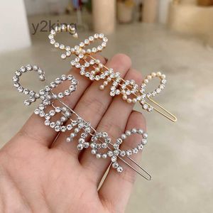 Women Pearl Rhinestone Letter Hair Clip Bling Barrettes Fashion Accessories for Gift Party Hairpin IBTW