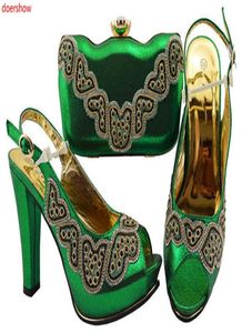 New Arrival Shoes and Bags To Match Luxury Women Shoes African Wedding Shoes and Bag Set Decorated with Rhinestone Party WD119741214