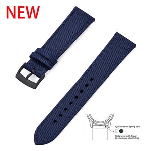 High Quality Hybrid Canvas Nylon Leather Quick Release Watch Strap 18mm 20mm 22mm Replacement Smart Watchband For Samsu 240520