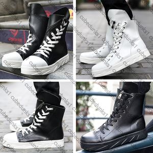 High Barreled Motorcycle Boots Male Designer Work Attire Martin Boots Trendy Black White Board Shoes 39-44