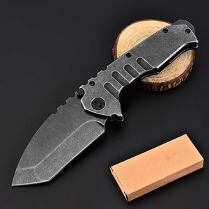 Stone Black Steel Hair Folding For Self-Defense, Outdoor Wilderness Survival Tool, High Hardness Knife C4fd8c