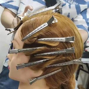 Partihandel Duckbill Alligator Clamp Pins Barber Metal Hair Clips Salon