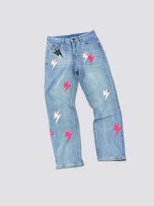Jeans designer di jeans lunghi pantaloni di alta qualità top lussuoso marchio francese moda slim fit jeans streetwear lightning jeans
