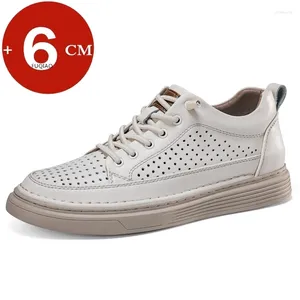 Scarpe casual di grandi dimensioni uomini in pelle di vacca estiva in pelle di 6 cm Aumenta sneaker sneaker snealizzanti