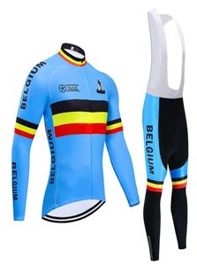冬サイクリングジャージー2020プロチームベルギーサーマルフリースサイクリング衣料品MTBバイクジャージービブパンツキットロパシクリスモInverno8552330