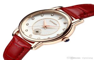 Women fashion watch calendar Quartz Wristwatch Rhinestone Red White Black leather strap girl Casual sports watches waterproof luxu2096163