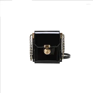 Bag Bright Face Small Woman 2024 Spring Korean Style Single Shoulder Chain Crossbite Square Cow Leather Flap