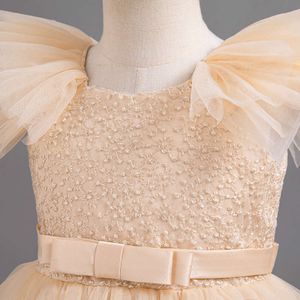 Zarif kız fırfır prenses elbise doğum günü partisi 2024 yeni nedime elbiseleri 3-8yrs için düğün balo elbisesi