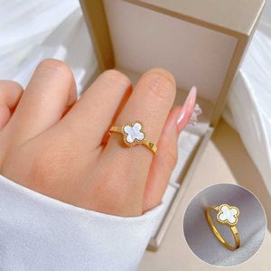 Liebende exklusive vanly Ring ohne Verformung neuer vier Blattluck Blume Blume Rot Ring mit und Mund einzigartiges Design 18k Non mit Original Logo Box Vancle