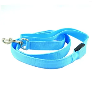 Dog Collars Pet Supplies Night Led Leash Glowing Nylon Accessories Flashing Safe Luminous USB Charging Light Up Adjustable Modes Strip