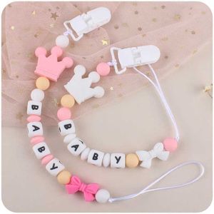 Pacifier Holders Clips# Personalized name baby pacifier clip Kawaii silicone arch denture bracket chain DIY newborn accessories teeth toy gift d240521