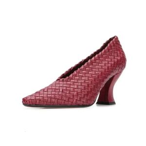 Signore 2024 Donne pelle di pecora vera scarpe vere in pelle vera gattini tacchi sandali estivi quadrati intrecciata intrecciata in preda al matrimonio sexy slip-on 3 col 2a0