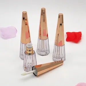 Förvaringsflaskor läppbehållare glansrör konform 3 ml prov rosguld cap lipgloss plast påfyllningsbar flask ögonfransning