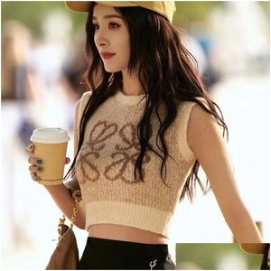 Women'S T-Shirt Womens Sweaters Designer Knitting Plover Relief Letters Knitted Sleeveless Sweater Winter Spring Clothing Luxury Ves Otpnd