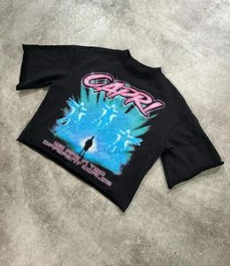 メンズTシャツハラジュク印刷特大のグラフィックシャツゴシックコットンカップルアメリカンストリートウェアY2Kトップゴスグランジ女性服