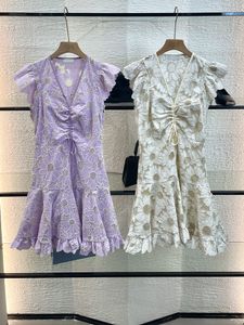 Sandro kjolklänning Little Daisy Dress Studded Bow Hollow Dress for Two Piece Dress Brand Set Designer Dress Bohemian Dress New Women Dress