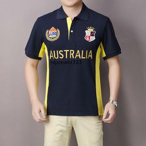 Camisa Polo Men Shirt, primeiro do Reino da Pearl Mineira Australiana, colar de lapela de mangas curtas, cor de cor pura de cor contrastante casual