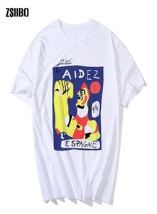 Kawaii hiszpańskie dzieci doodles t shirt mężczyzn zabawne letnie topy kreskówkowe graficzne tee harajuku unisex anime Tshirt Male White8146866