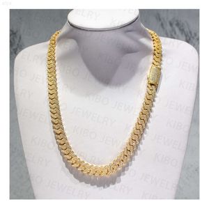 Christmas Gift Hip Hop Custom Iced Out 12mm Vvs Mossanite 10k Solid Gold Moissanite Cuban Link Chain