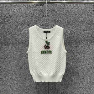 MI Early SpringsPringsummer New Heavy Industry Water Diamond Cherry Letter Decoration Sleeveless Sticke