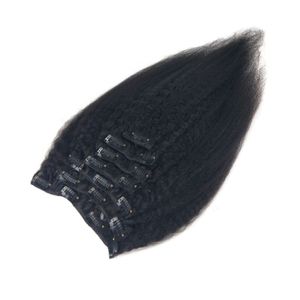 Kinky gerade Clip in Haarverlängerungen Reales menschliches Haar 40pcs 100g für Frauen natürliche Farbe Doppelschalte Haarverlängerungen