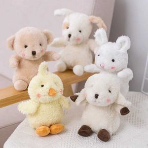 Фаршированные плюшевые животные супер мягкие мини -милый ребенок, удлините, игрушечный белый кролик плюшевый мишка, бухую собаку, желтая утиная овца, животные, кукольные игрушки для детей Q240521