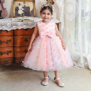 Little Girl Party Dress Princess 3D Butterfly Mesh Tutu Children Birthday Weddings Ball Gown Kids Formal Gala Costumes 3-8y