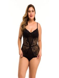 Women039s Sexig plus -storlek underkläder Sheer Floral Lace Mesh Teddy och bodysuit med underwire -koppar och justerbara remmar SleepWe1852794