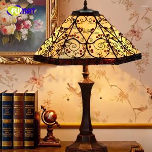 Table Lamps FUMAT Lamp European Style Vintage Glass Tiffany Hexagon Bedside Home Decoration Living Room Stand