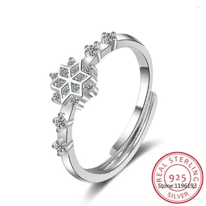 Anelli a grappolo Snowflake per donne coreane Cinea zircone simpatico 925 anello nuziale in argento sterling gioiello all'ingrosso regalo di Natale kcr093