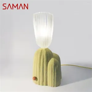 Table Lamps SAMAN Nordic Vintage Lamp Contemporary Creative LED Desk Lighting For Home Decor Bedside Living Room