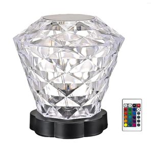 Table Lamps Home Decor Romantic Touching Control Rechargeable 16 Colors LED RGB Light With Remote Rose Diamond Crystal Lamp Atmosphere