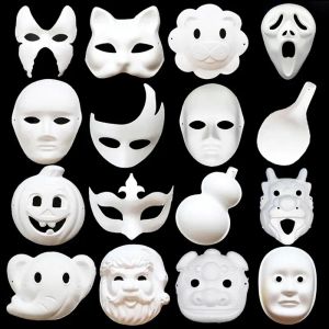 Máscaras de festa White Face não pintado Papinho liso/em branco PP Máscara Diy Dancing Chralloween Masquerade com corda 0521 0523