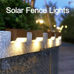 Solar Wall Lights LED Deck Stair Step Fence Path Lamp Outdoor IP44 Waterproof Wall Light for Balcony Pathway Fences Garden Walkway oemled